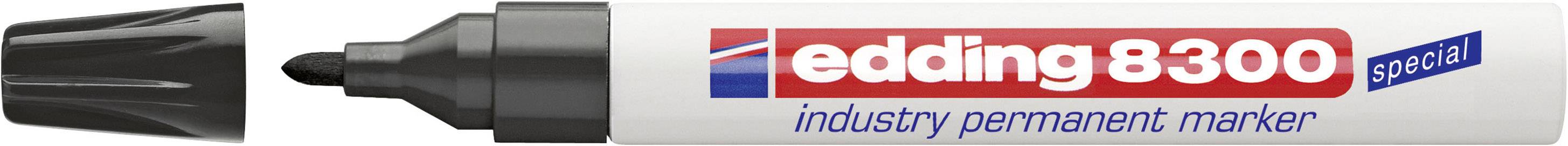 Marqueur permanent 'edding 8300' avec capuchon bleu et logo rouge.
