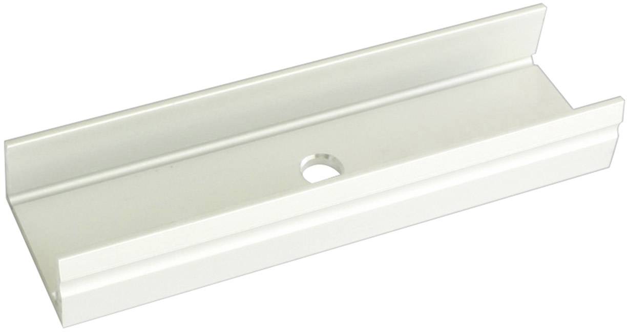 Rails métallique rectangulaire, revêtue de blanc, avec un trou au centre, destinée à des fins de montage.