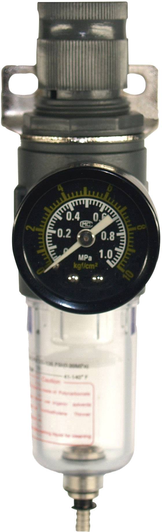 Un régulateur de pression pneumatique avec manomètre indique une plage de pression jusqu'à 1,0 MPa. Essentiel dans les systèmes pneumatiques pour la régulation de la pression.