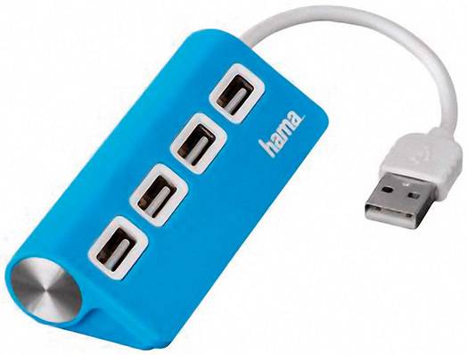Hub USB 2.0 Hama 4 ports bleu