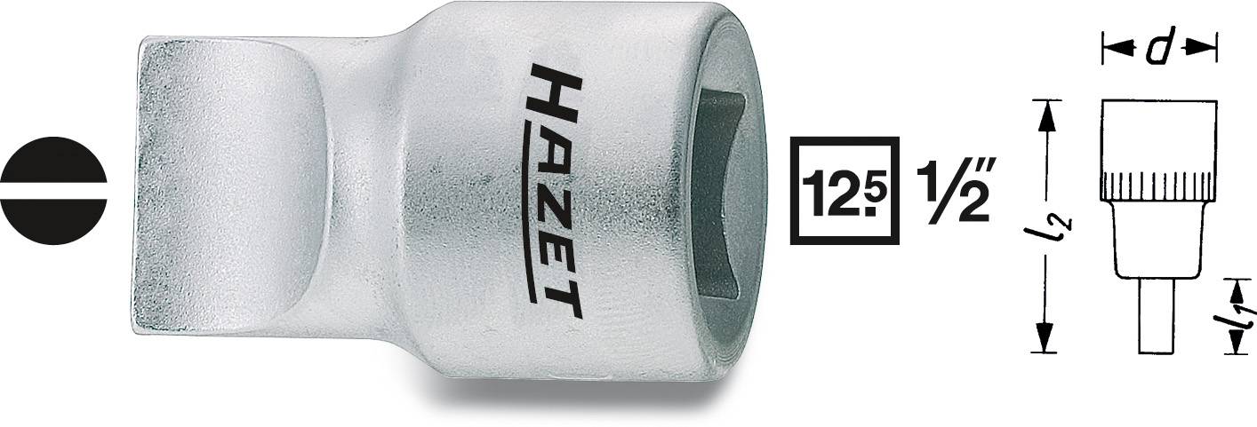 Douille à cardan de Hazet, taille 1/2 pouce, avec dimensions et logo illustrés sur le côté.