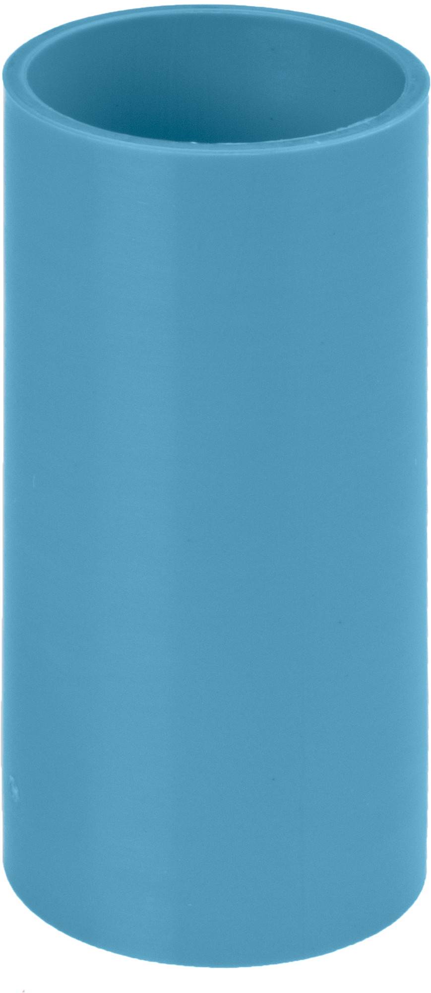 Un gobelet cylindrique bleu en plastique, debout verticalement, sans marques ni détails visibles.