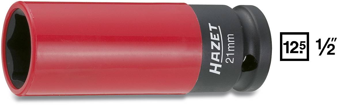 Douille à impact rouge Hazet de 21 mm avec un carré d'entraînement de 12,5 mm (1/2 pouce).