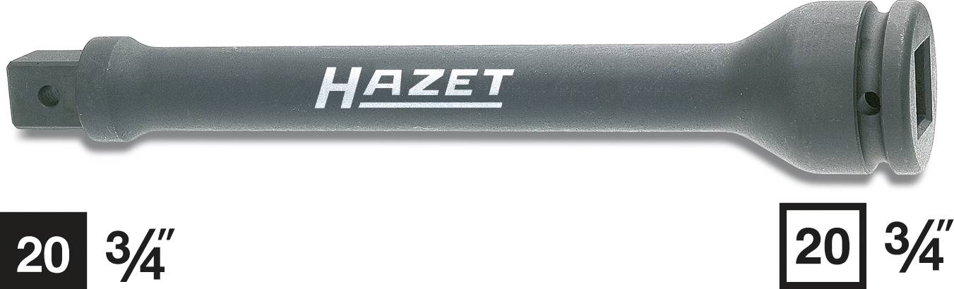Rallonge 'HAZET' pour outils, extrémités rectangulaires pour fixation, longueur 20 3/4 pouces, couleur gris acier.