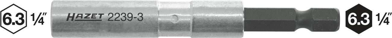 Embout hexagonal 'HAZET 2239-3', taille 6,3 mm (1/4 pouce) entre logos avec '6.3 1/4'.