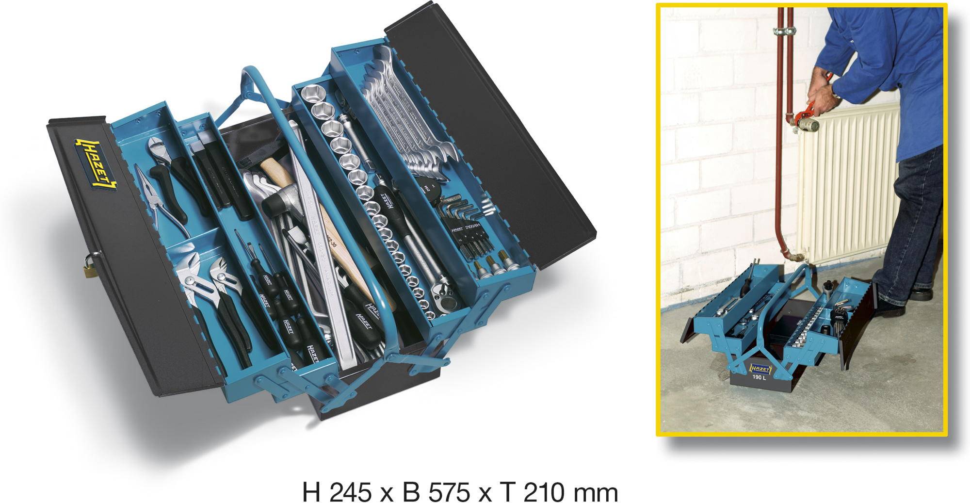 Hazet 190/80 Boîte à outils garnie métal bleu