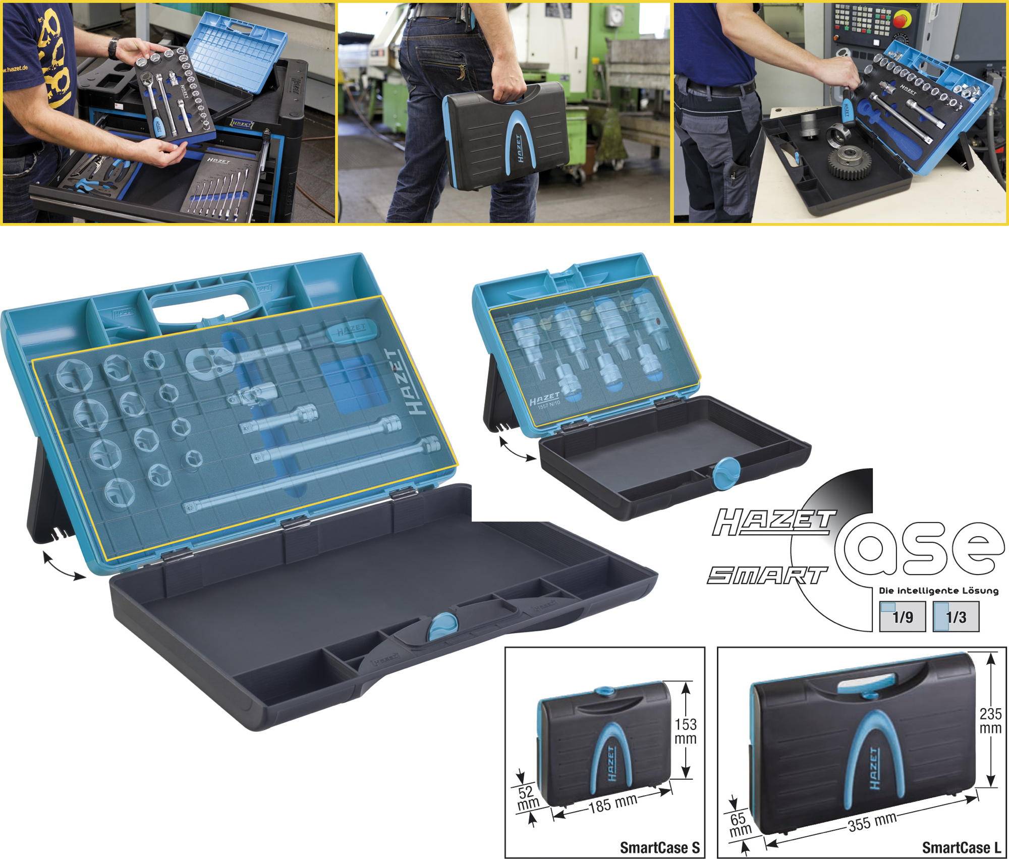 Hazet 165-S Boîte à outils vide plastique ABS bleu, noir