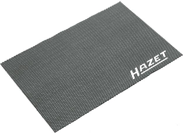 Un tapis antidérapant gris avec un logo 'Hazet' blanc dans le coin. Il offre une adhérence antidérapante sur les surfaces.
