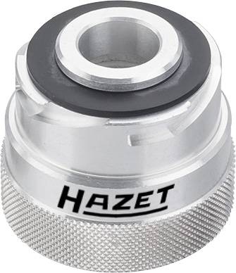 Un embout en métal argenté avec un anneau noir et des rainures pour une meilleure prise en main. Le mot 'Hazet' est visible sur le côté.