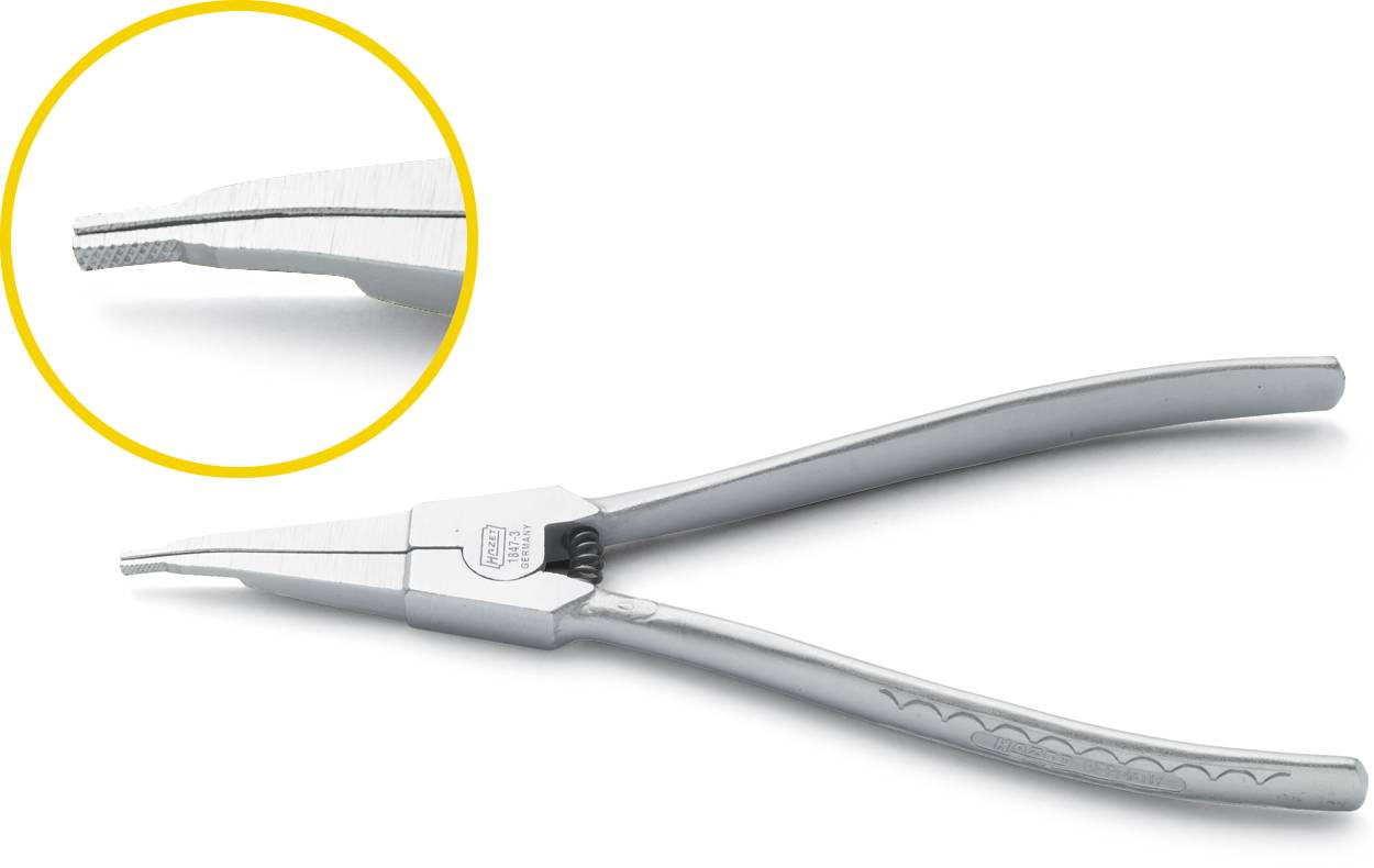 Hazet 1847-3 Pince pour circlips Adapté pour (pinces pour circlips) circlips extérieurs Forme de la panne (détails) coudée 10°