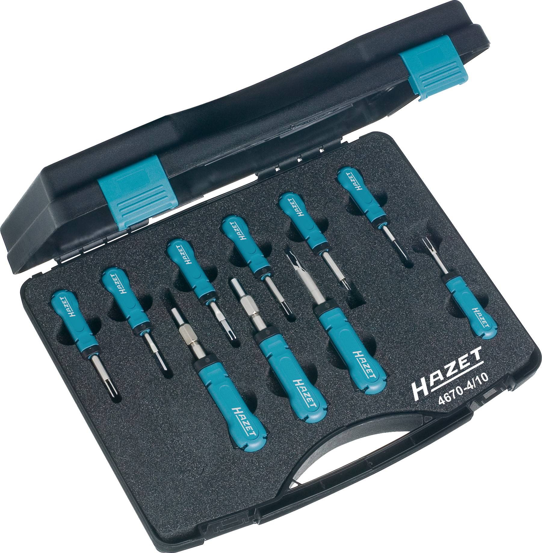 Trousse à outils contenant plusieurs tournevis Torx de différentes tailles, tous munis d'un manche bleu, rangés dans un étui noir.