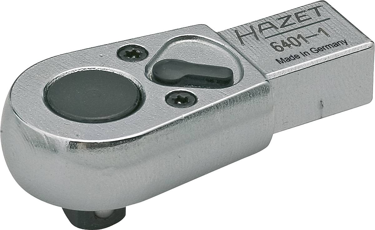 Clé à cliquet Hazet, modèle 6401-1, en métal avec interrupteur noir et marquage 'Made in Germany'. Convient à divers travaux de vissage.