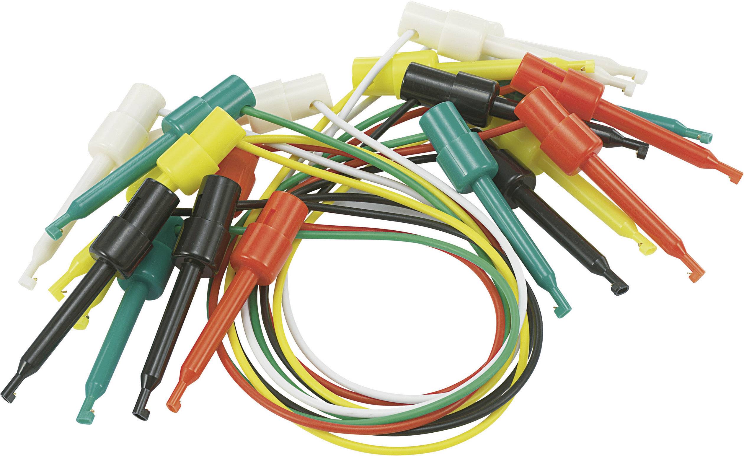 VOLTCRAFT Set de cordons de mesure pinces crocodile pinces crocodile 0.28 m noir, rouge, vert, jaune, blanc 1 set