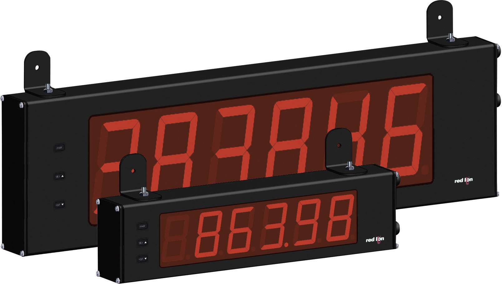 Deux tableaux électroniques avec des chiffres LED rouges et grands dans un style industriel affichent les nombres '873816' et '863,98'.