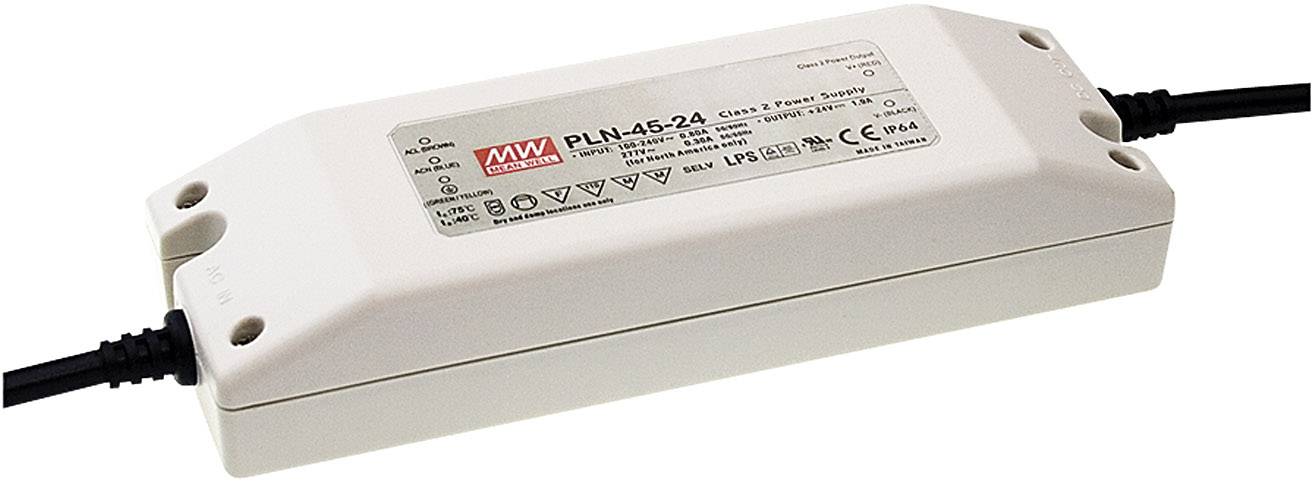 Driver LED Mean Well PLN-45-24 60 W 24 V/DC 1,9 A Tension fixe/courant constant