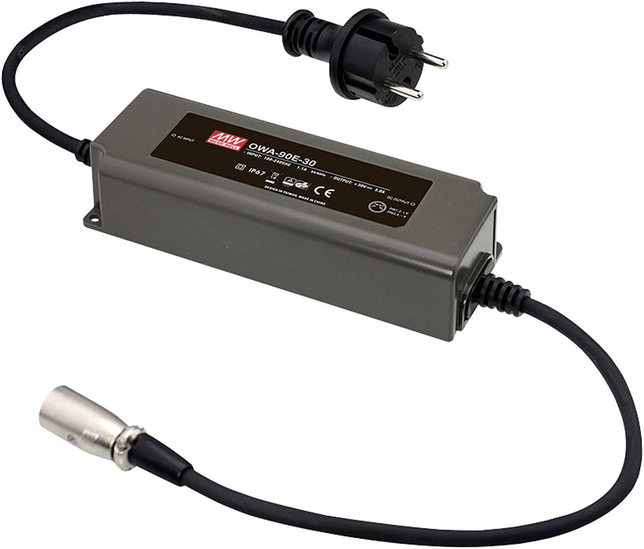 Adaptateur secteur avec fiche européenne et une autre connexion. Désignation du produit sur l'étiquette : « OWA-90E ».