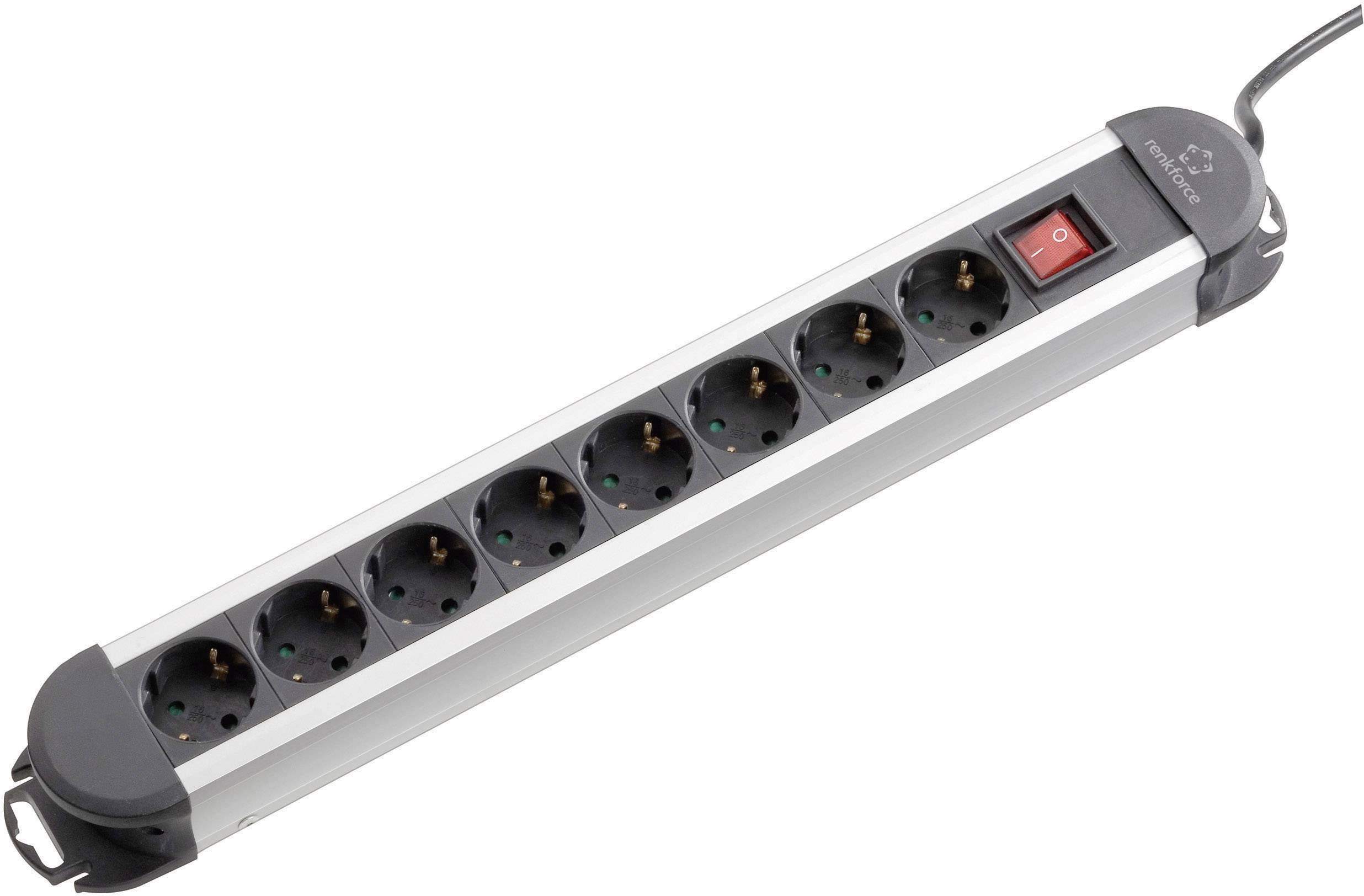 Bloc multiprise avec interrupteur x8 Renkforce 815A-CMB noir, argent