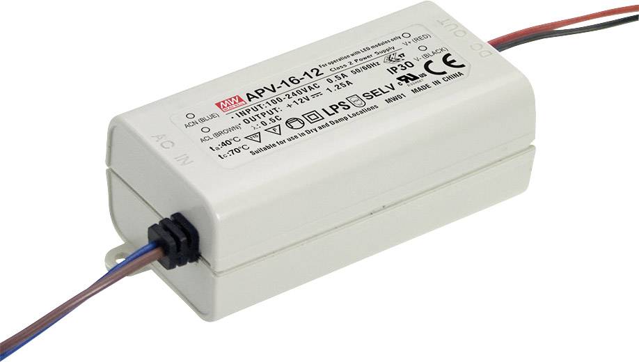 Driver LED MW Mean Well APV-16-24 24 V DC 0,67 A