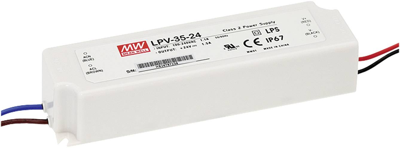 Driver LED MEAN WELL LPV-35-24 24 V DC 1,5 A