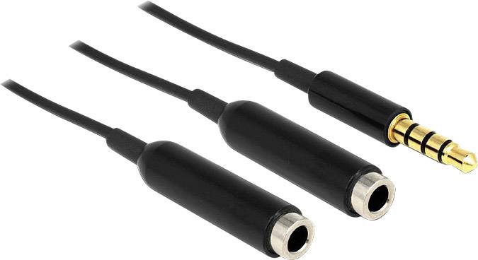 Câble audio Delock 65575 [1x Jack mâle 3.5 mm - 2x Jack femelle 3.5 mm] 25.00 cm noir