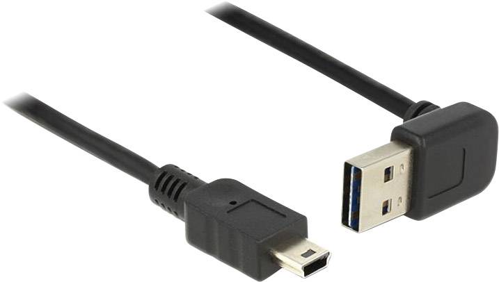 Delock Câble USB USB 2.0 USB-A mâle, USB-Mini-B mâle 2.00 m noir connecteur utilisable des deux cotés, contacts dorés, certifié