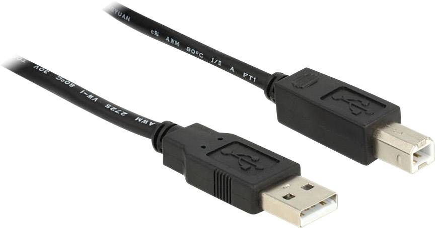 Delock Câble USB USB 2.0 USB-A mâle, USB-B mâle 20.00 m noir certifié UL 83557
