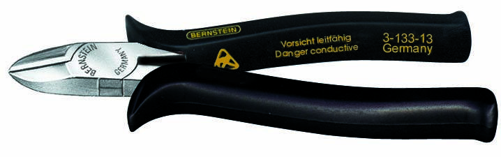 Pince diagonale avec avertissement : Attention conducteur, Danger conducteur. Fabriqué en Allemagne. Produit de la marque Bernstein.