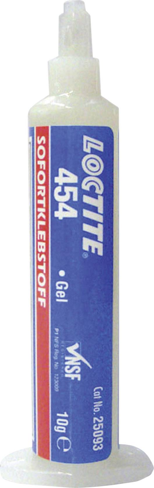 Un tube de colle Loctite 454, 10g, placé verticalement, étiqueté comme 'colle instantanée' et 'gel'.