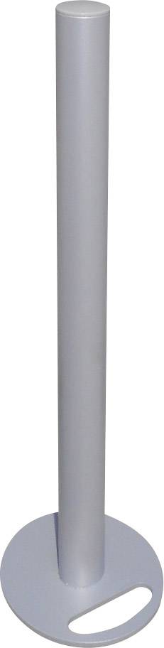 Un support gris, vertical, avec une base ronde et une fente supérieure, probablement destiné au rangement ou à la présentation.