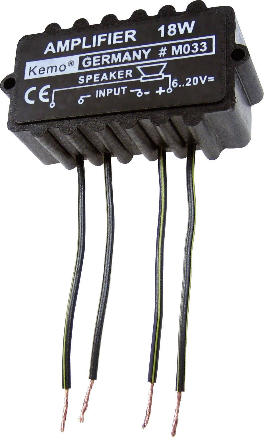 Amplificateur Mono (kit monté) Kemo M033N 9 V/DC, 12 V/DC, 18 V/DC, 20 V/DC 18 W 4 Ω 1 pc(s)
