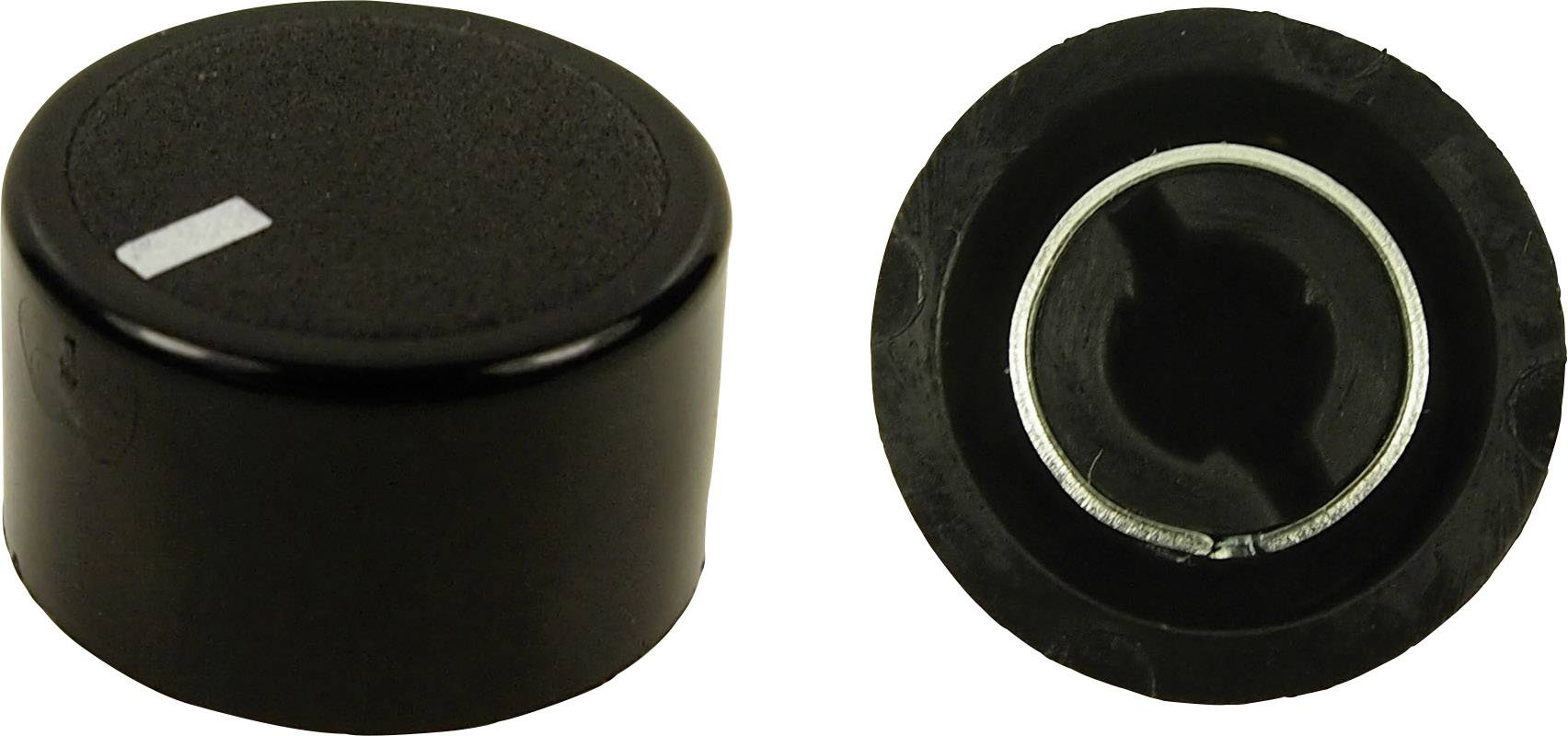Deux pièces magnétiques noires et rondes : l'une montre la face supérieure, l'autre la face inférieure avec l'anneau métallique.