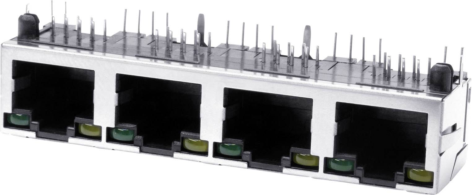 Multiport 4xRJ45 LED econ connect M8L4G1 RJ45 embase femelle horizontale Pôle: 8 métal