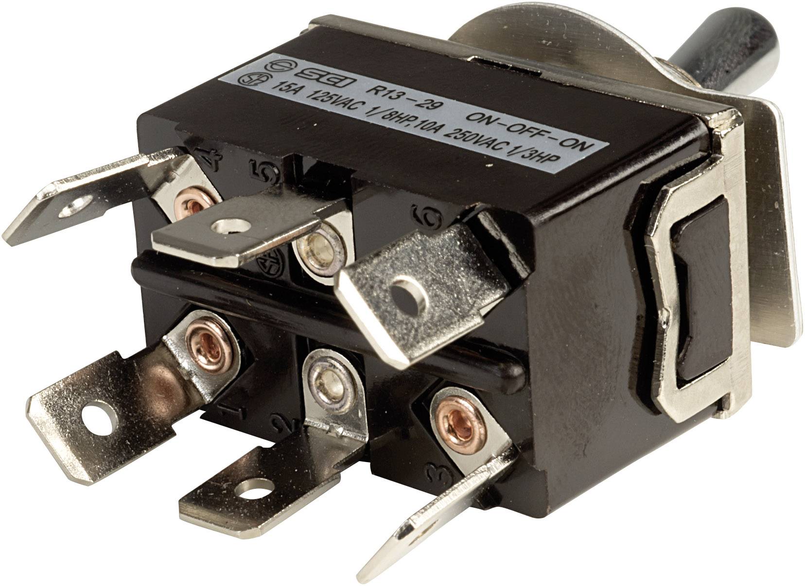 Interrupteur à levier 2 x On/Off/On SCI R13-29E-01-HPH 250 V/AC 10 A à accrochage 1 pc(s)