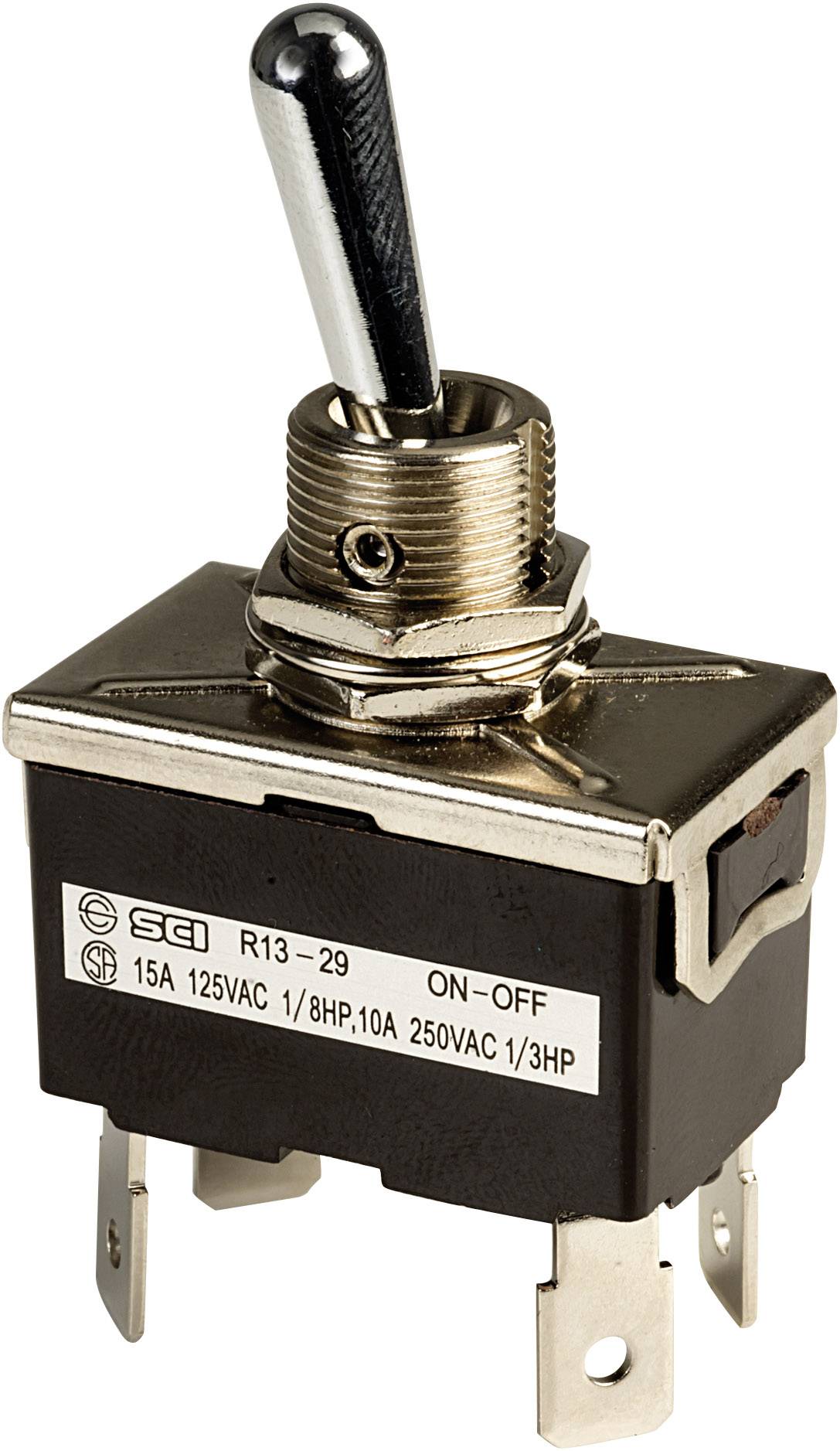 Interrupteur à levier 2 x Off/On SCI R13-29F 250 V/AC 10 A à accrochage 1 pc(s)