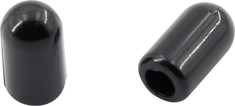 Deux embouts noirs, l'un vertical et l'autre horizontal, sur un fond blanc. Ils sont destinés à protéger les extrémités de tubes.