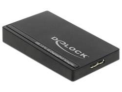 Boîtier Delock noir pour disques SATA, connexion USB.