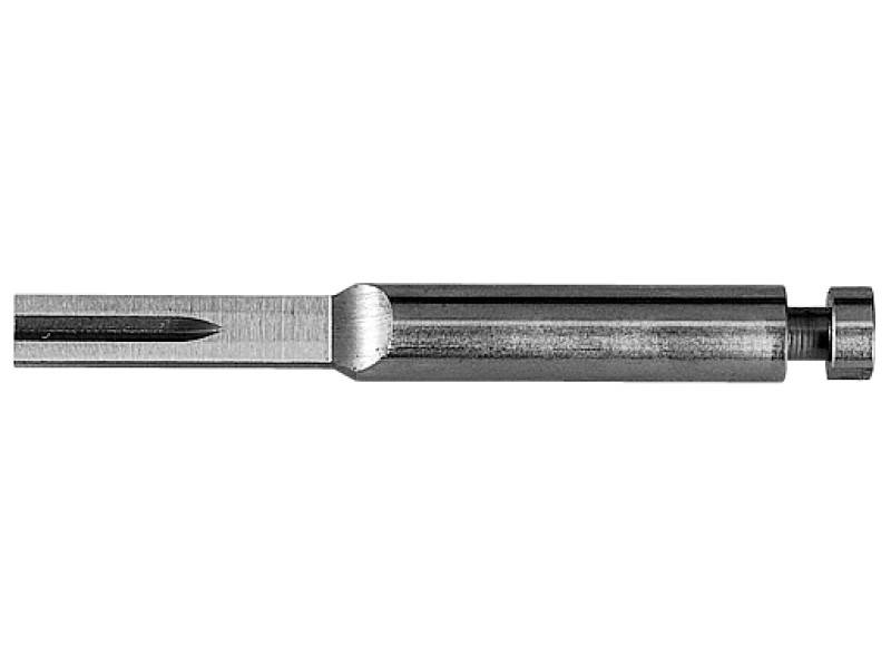 Un tournevis plat, métallique, avec une tête à fente droite et une poignée robuste. Adapté pour les vis à fente standard.