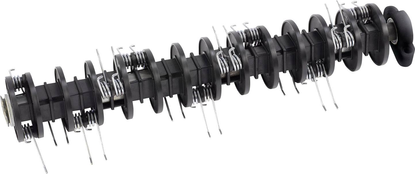 Vilebrequin noir avec plusieurs paliers et contrepoids, utilisé dans les moteurs pour convertir un mouvement linéaire en mouvement rotatif.