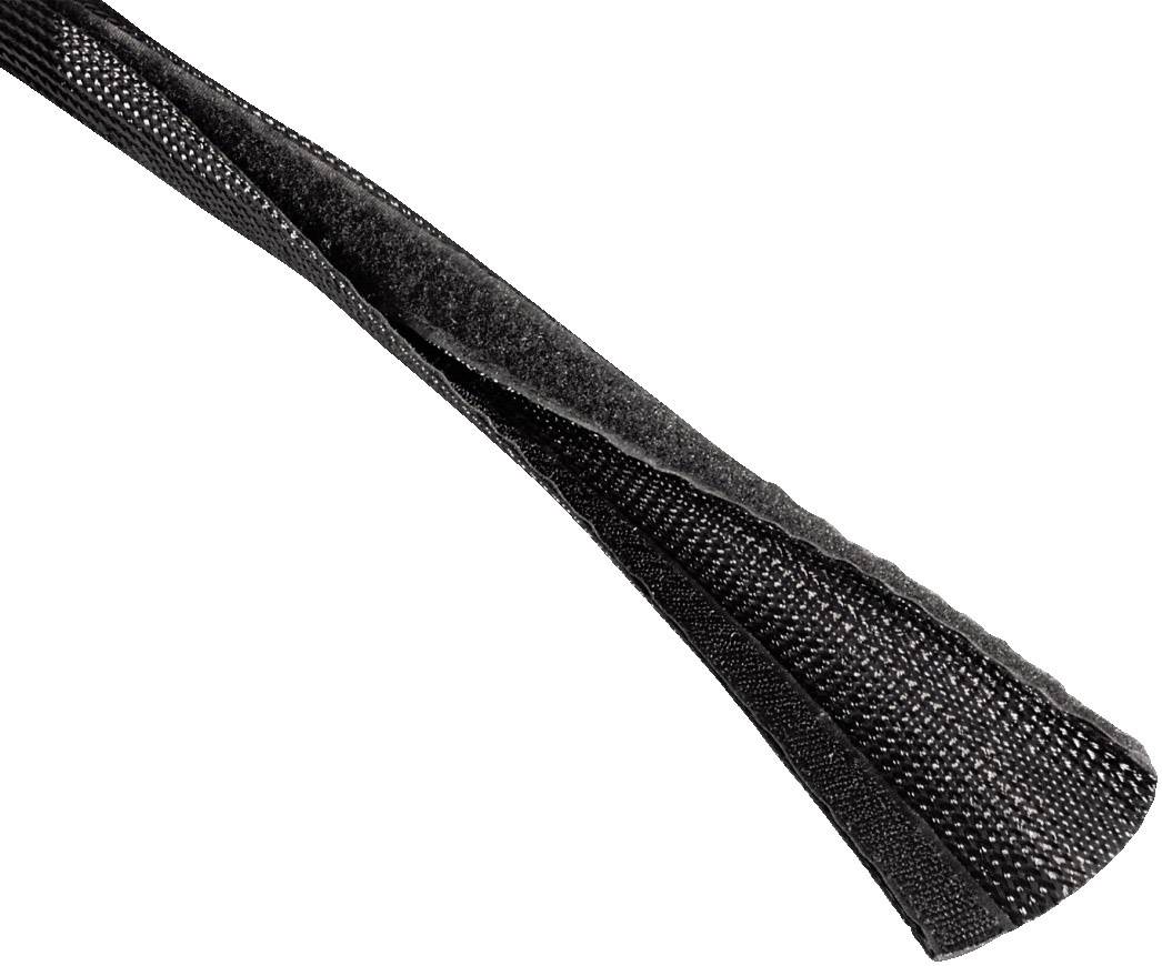 Bande auto-agrippante noire en gros plan, montrant sa surface texturée et ses rangées de crochets.