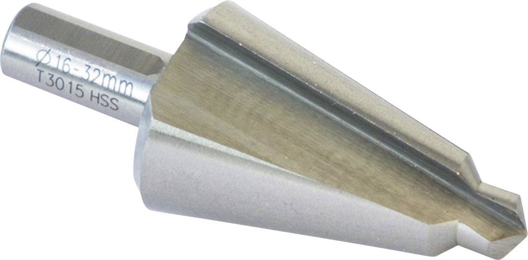Foret étagé en HSS pour métal, avec une plage de coupe de 16 à 32 mm. Idéal pour percer des trous de diamètres différents.