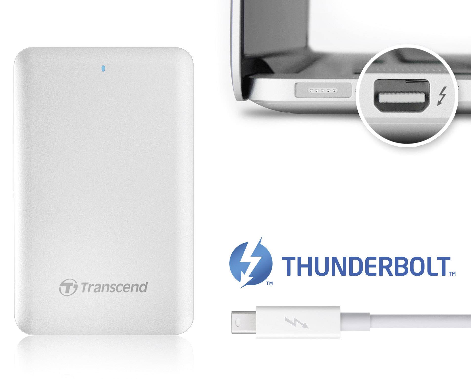 Disque dur externe SSD Transcend StoreJet® 500 Mac 1 TB - USB 3.0, Thunderbolt - argent
