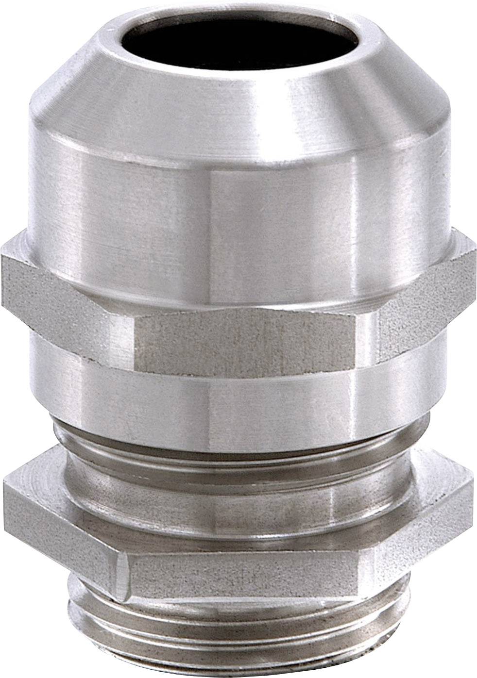Presse-étoupe cylindrique en acier inoxydable. Utilisé pour la connexion sécurisée des câbles dans les systèmes électriques.