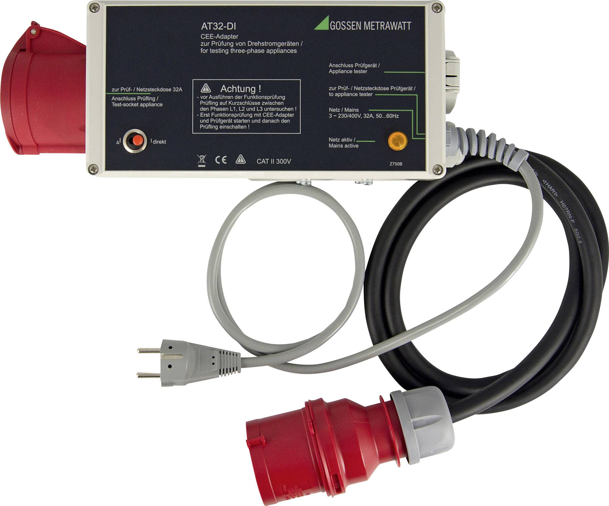 Un dispositif électronique de test avec des fiches rouges, des câbles et un boîtier doté de boutons pour vérifier la tension lors d'applications industrielles.