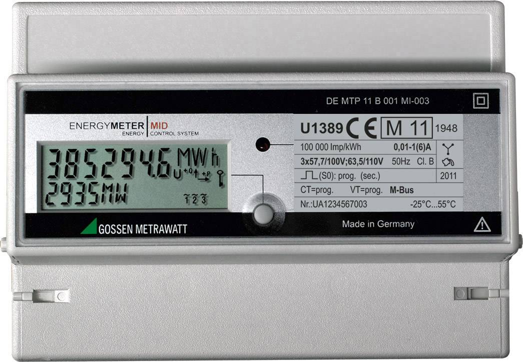 Gossen Metrawatt U1389-V012 U1389-V012 Compteur triphasé avec raccordement sur transformateur numérique 5 A conformité MID: oui