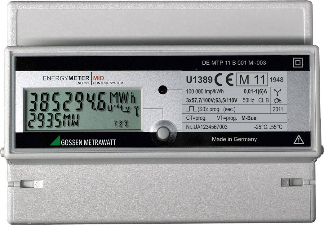 Gossen Metrawatt U1389-V015 U1389-V015 Compteur triphasé avec raccordement sur transformateur numérique 5 A conformité MID: oui