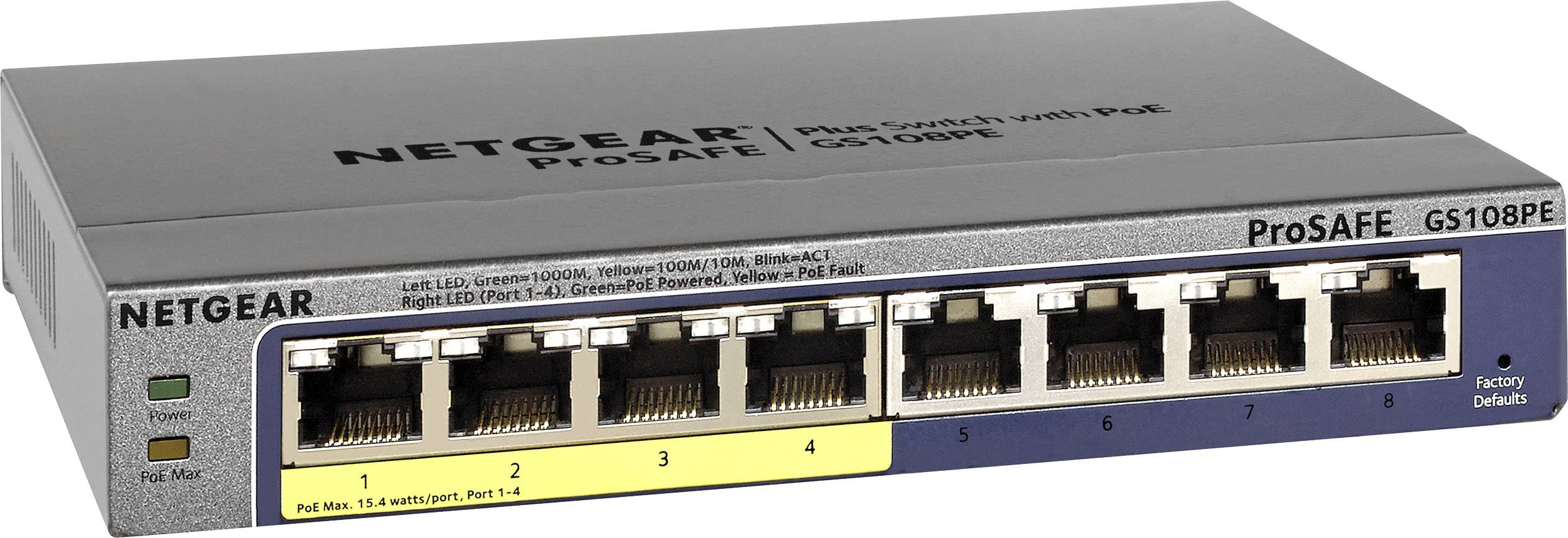 Switch réseau NETGEAR GS108PE 8 ports 1 GBit/s fonction PoE
