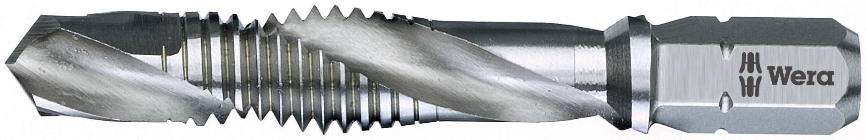 Foret à métaux pour outils de coupe, vue latérale. Logo du fabricant 'Wera' visible à droite. Principalement utilisé pour le taraudage.