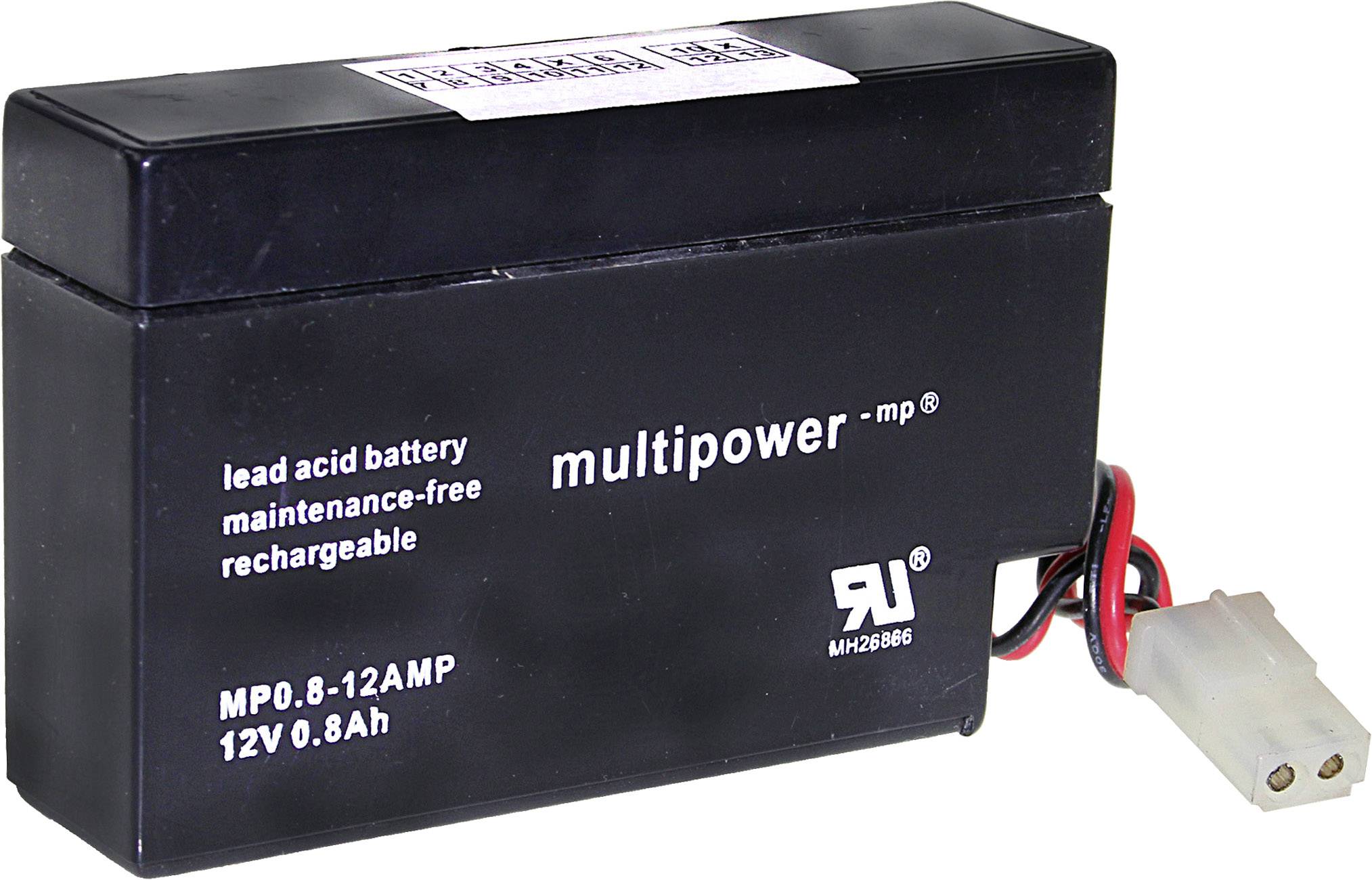 Batterie au plomb 12 V 0.8 Ah multipower MP0,8-12-AMP plomb (AGM) (l x H x P) 96 x 62 x 25 mm port AMP sans entretien