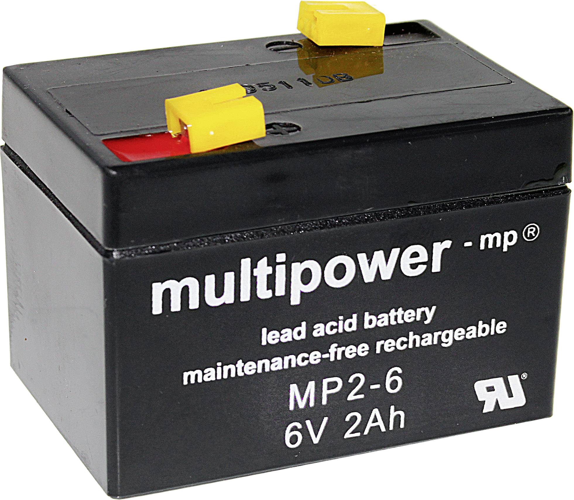 Batterie au plomb 6 V 2 Ah multipower MP2-6 plomb (AGM) (l x H x P) 75 x 53 x 51 mm cosses plates 4,8 mm sans entretien