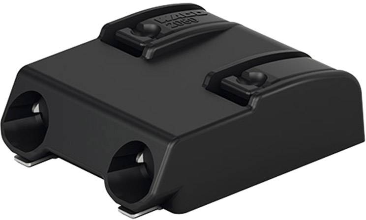 Couvercle de connecteur noir avec des ouvertures cylindriques. Adapté pour la connexion électrique et la protection des contacts.